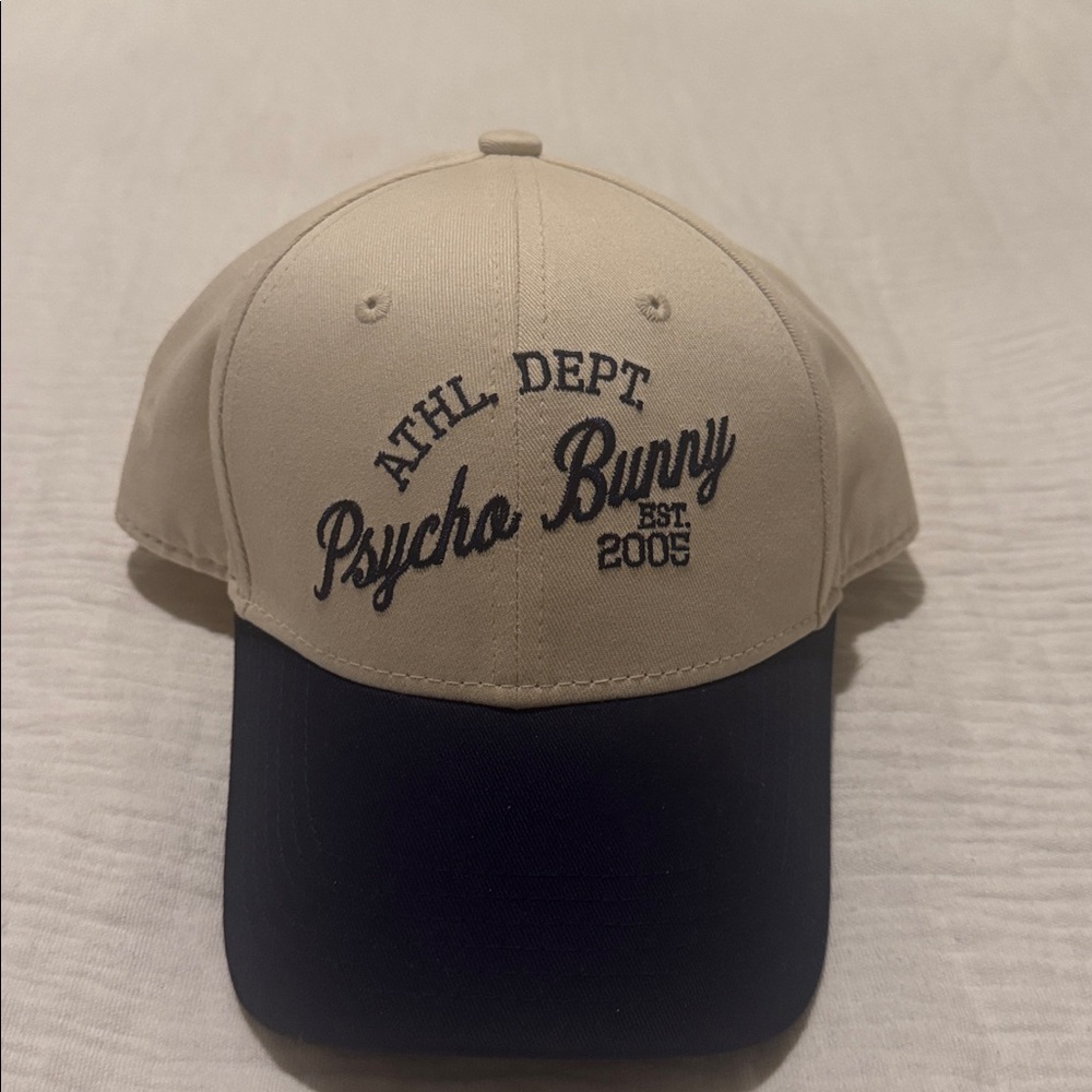Psycho Bunny Cream and Blue Athletic Cap